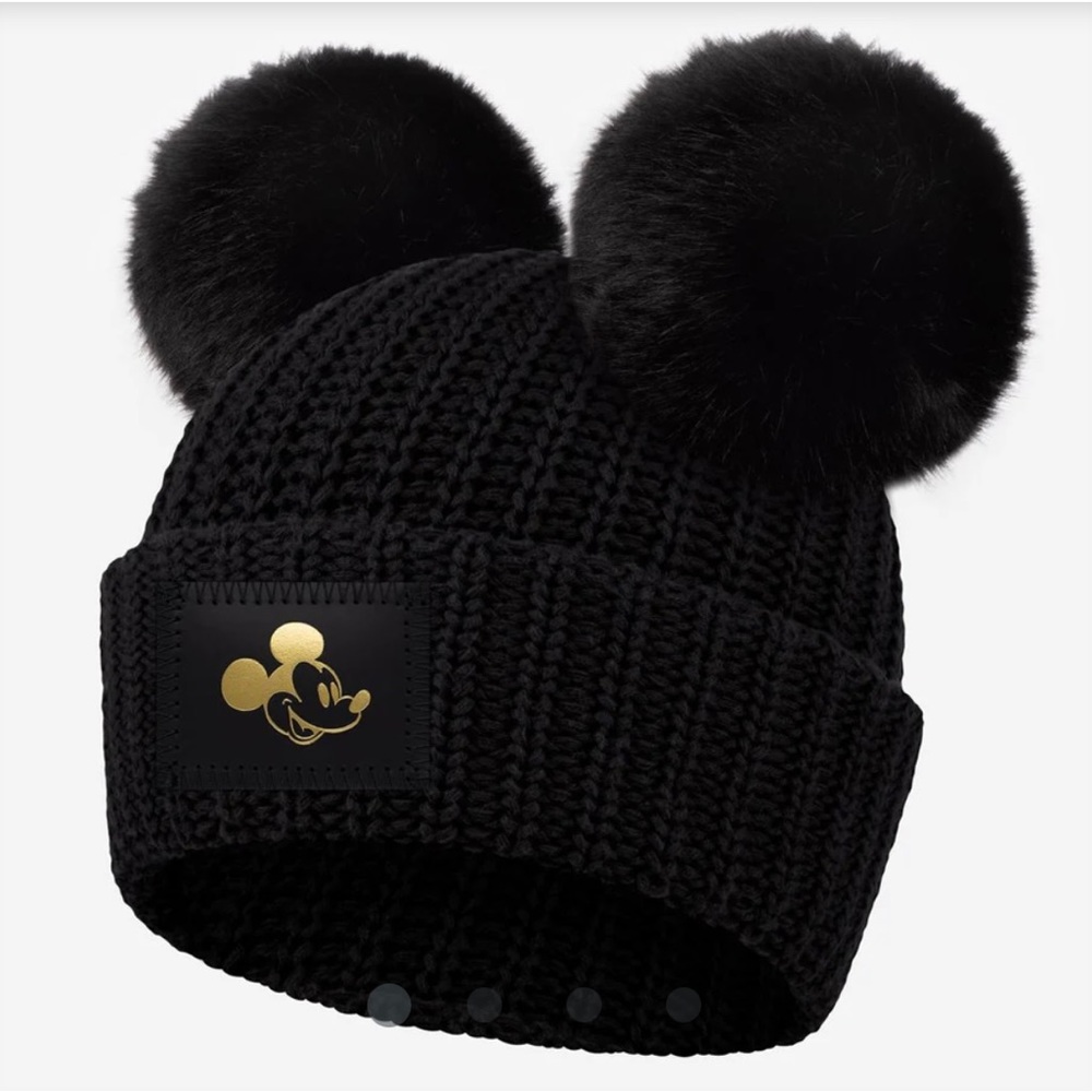 Love Your Melon Original Mickey Mouse Double Pom GoldFoil NWT Disney Beanie